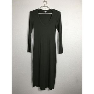 Standard James Perse Midi‎ Dress Womens Size 3 Green Ribbed Cotton